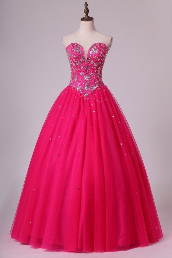 2024 Ball Gown Quinceanera Dresses Sweetheart Beaded Bodice Floor Length PBBZ986Y