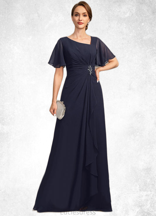 Lucy A-line Asymmetrical Floor-Length Chiffon Mother of the Bride Dress With Beading Pleated Sequins HFP0021660