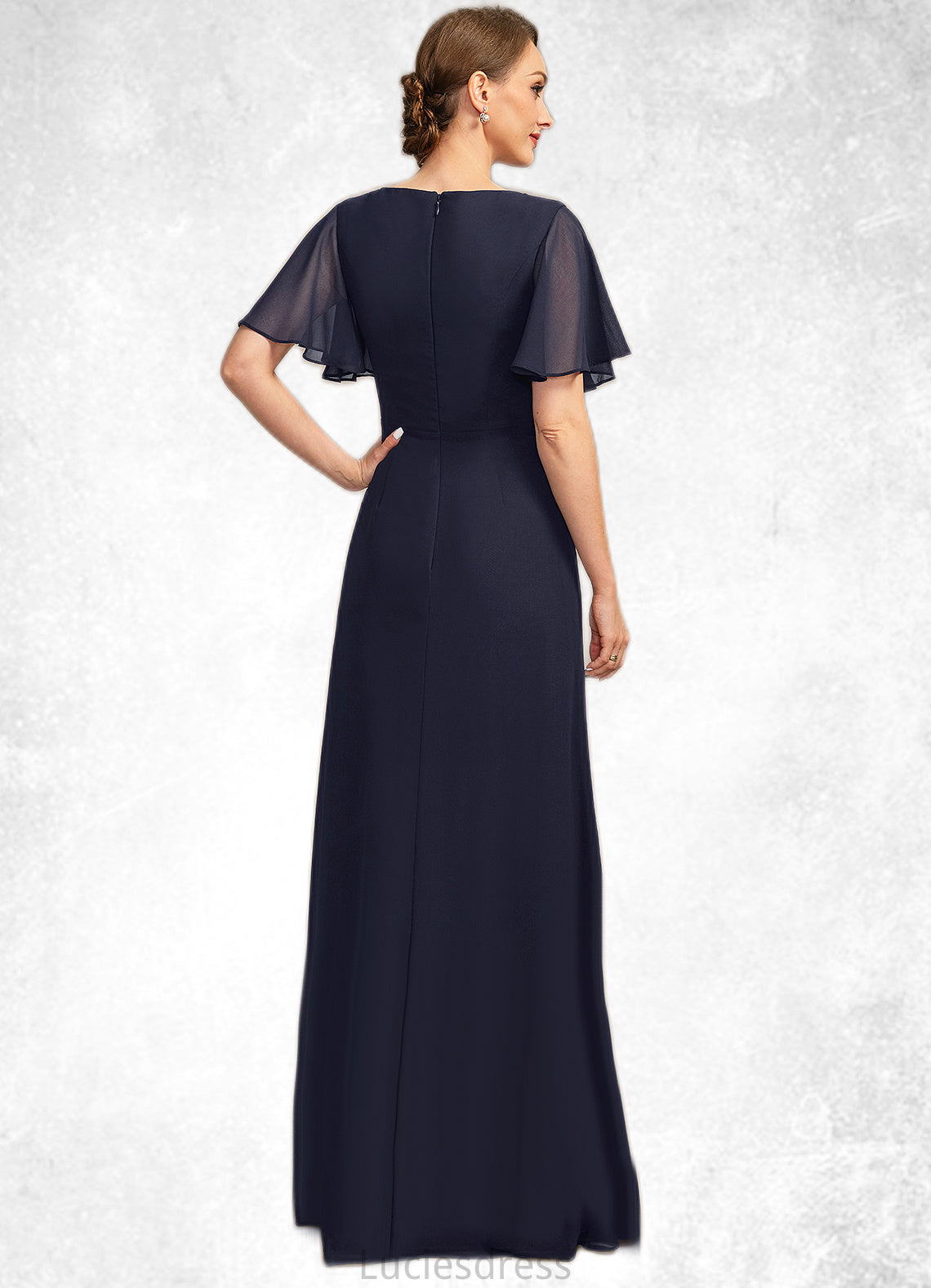 Lucy A-line Asymmetrical Floor-Length Chiffon Mother of the Bride Dress With Beading Pleated Sequins HFP0021660