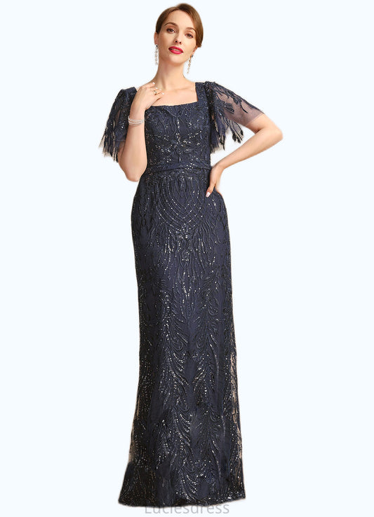 Violet Sheath/Column Square Floor-Length Lace Mother of the Bride Dress With Sequins HFP0021665