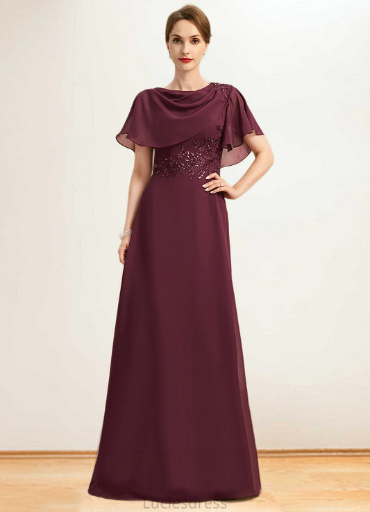 Mariah A-line Scoop Floor-Length Chiffon Mother of the Bride Dress With Appliques Lace Sequins HFP0021707