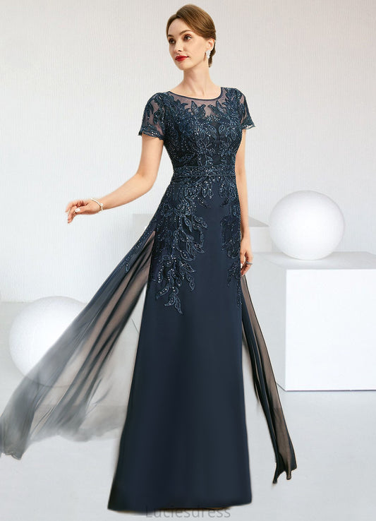 Rayne Sheath/Column Scoop Illusion Floor-Length Chiffon Lace Mother of the Bride Dress With Sequins HFP0021709