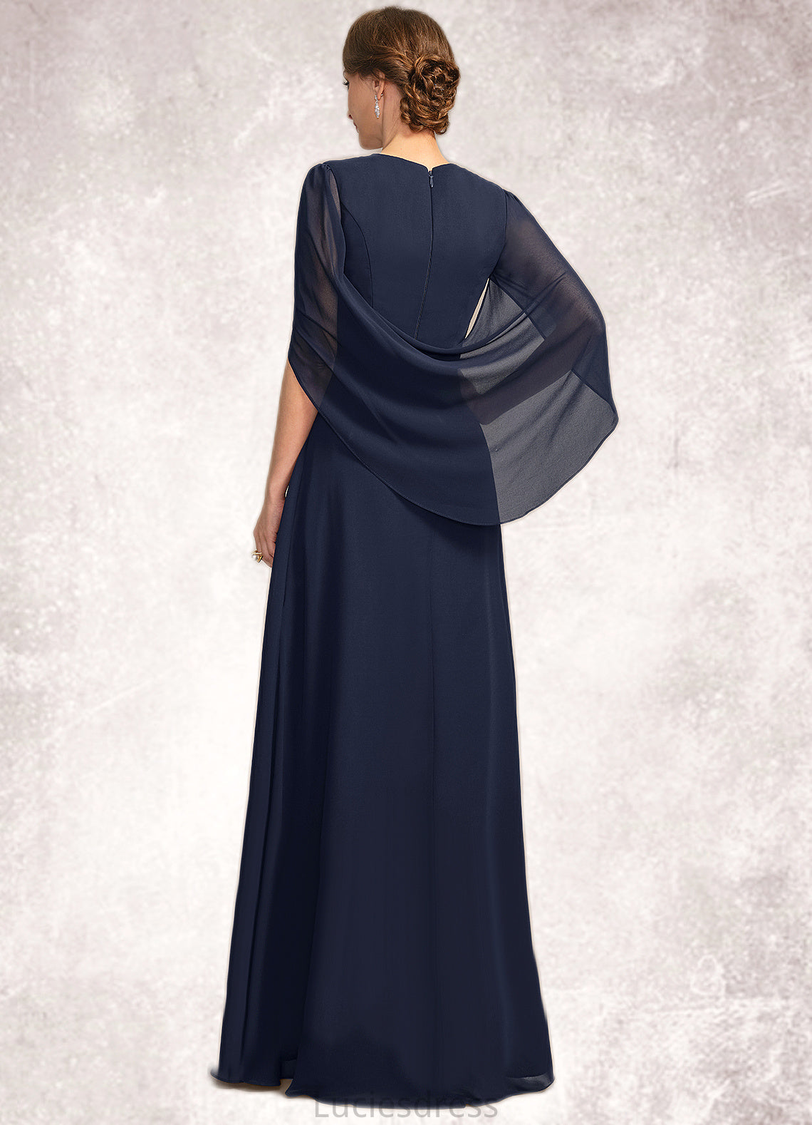 Camryn A-line V-Neck Floor-Length Chiffon Mother of the Bride Dress With Pleated HFP0021734