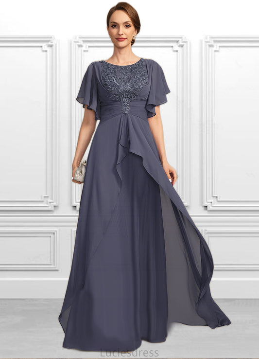 Renata A-line Scoop Floor-Length Chiffon Lace Mother of the Bride Dress With Pleated HFP0021780