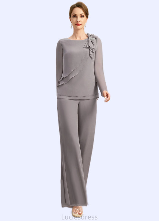 Jaelynn Jumpsuit/Pantsuit Separates Scoop Floor-Length Chiffon Mother of the Bride Dress With Bow HFP0021808