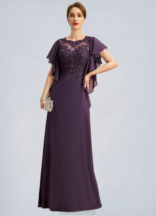 Skyla A-line Scoop Illusion Floor-Length Chiffon Lace Mother of the Bride Dress HFP0021839