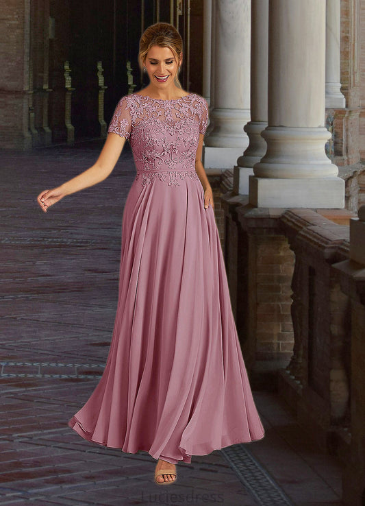 Noelle A-Line Boatneck Sequins Chiffon Floor-Length Dress HFP0022619