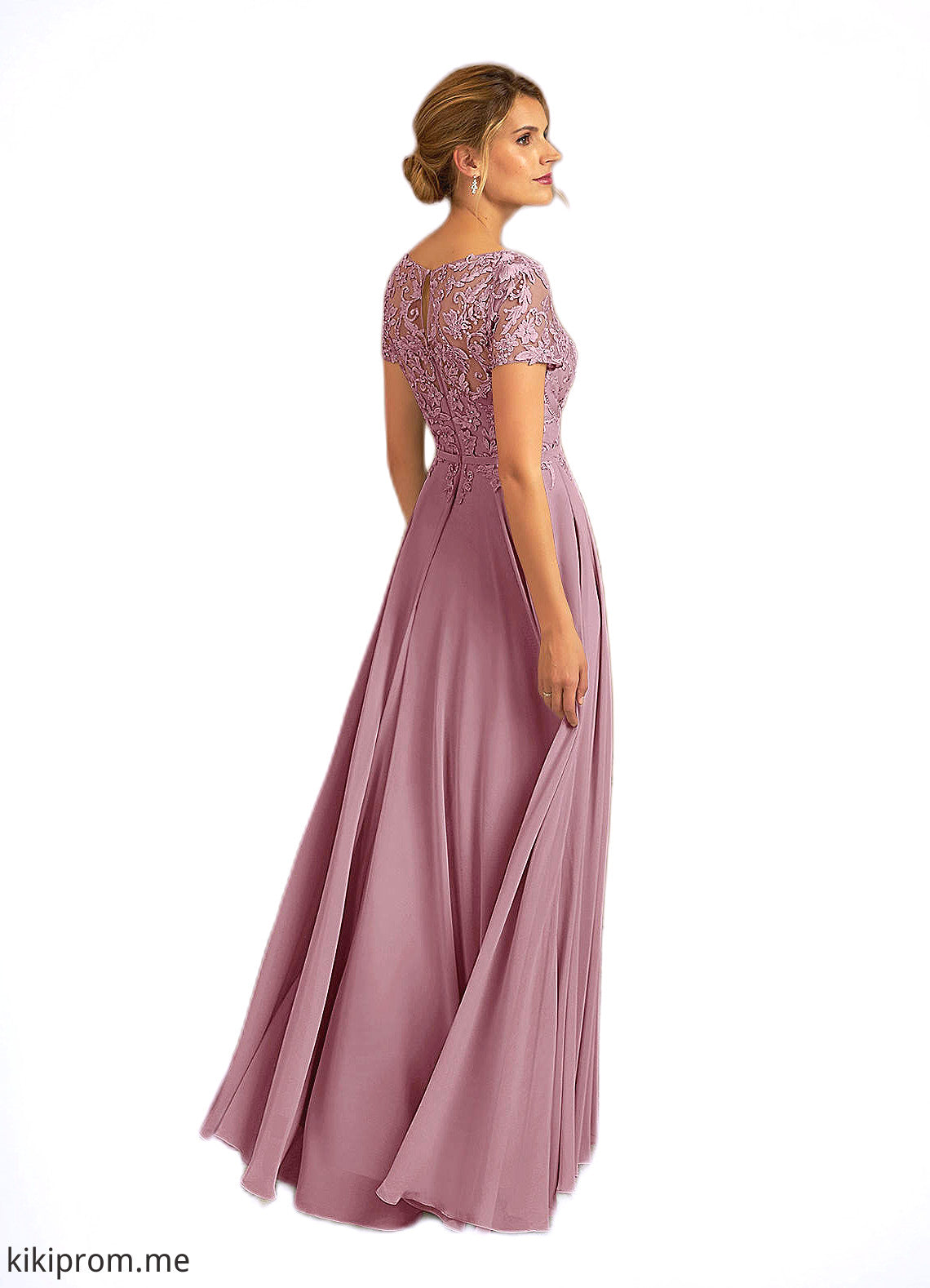 Novia A-Line Boatneck Sequins Chiffon Floor-Length Dress STFP0022619