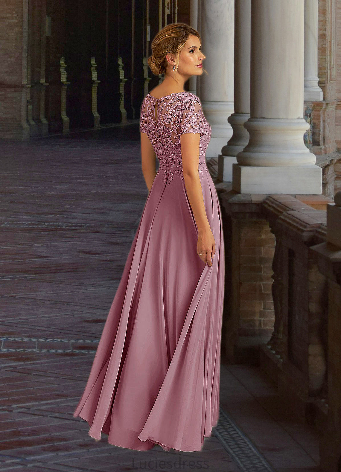 Marcie A-Line Boatneck Sequins Chiffon Floor-Length Dress HFP0022619