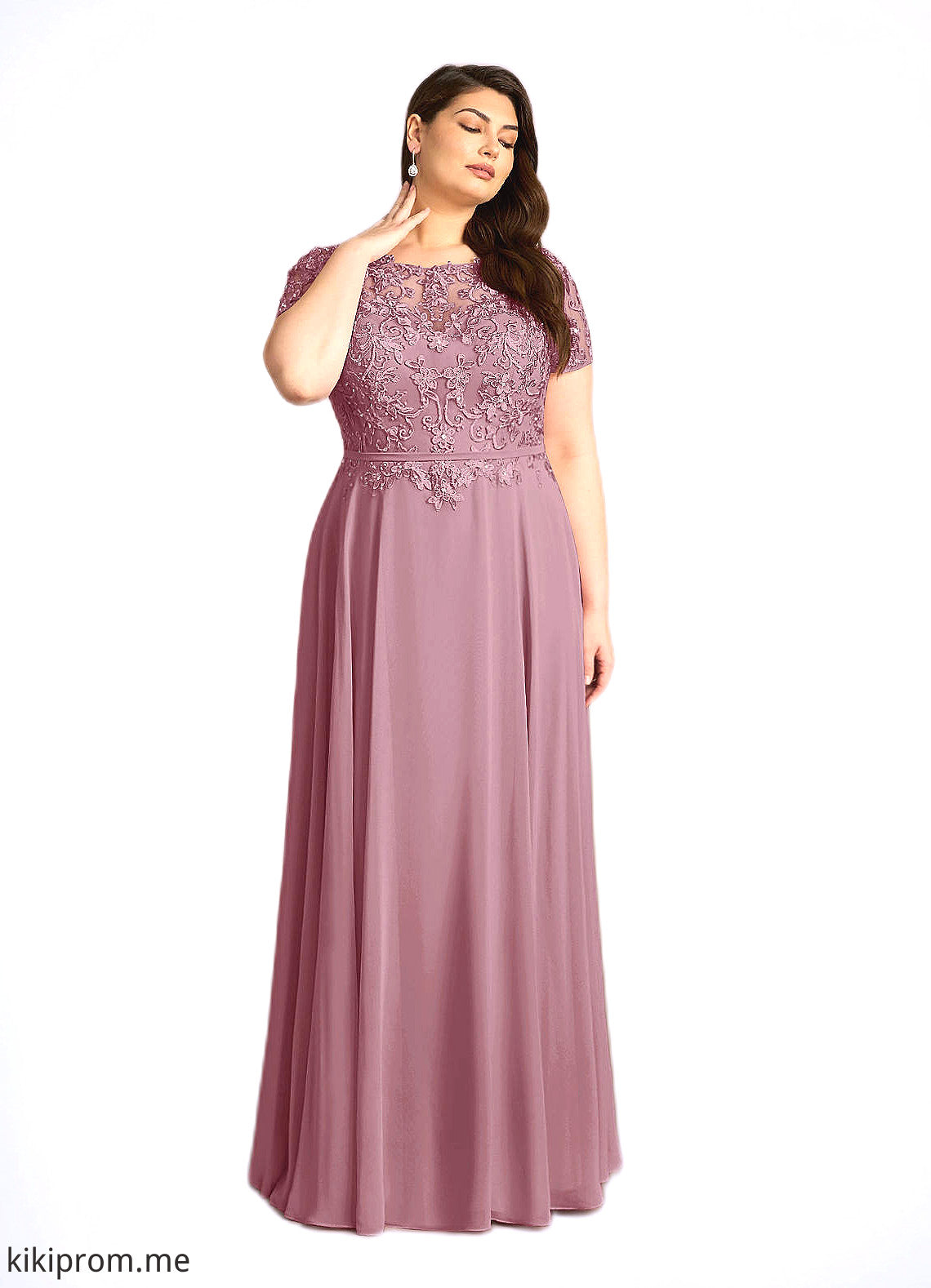 Novia A-Line Boatneck Sequins Chiffon Floor-Length Dress STFP0022619