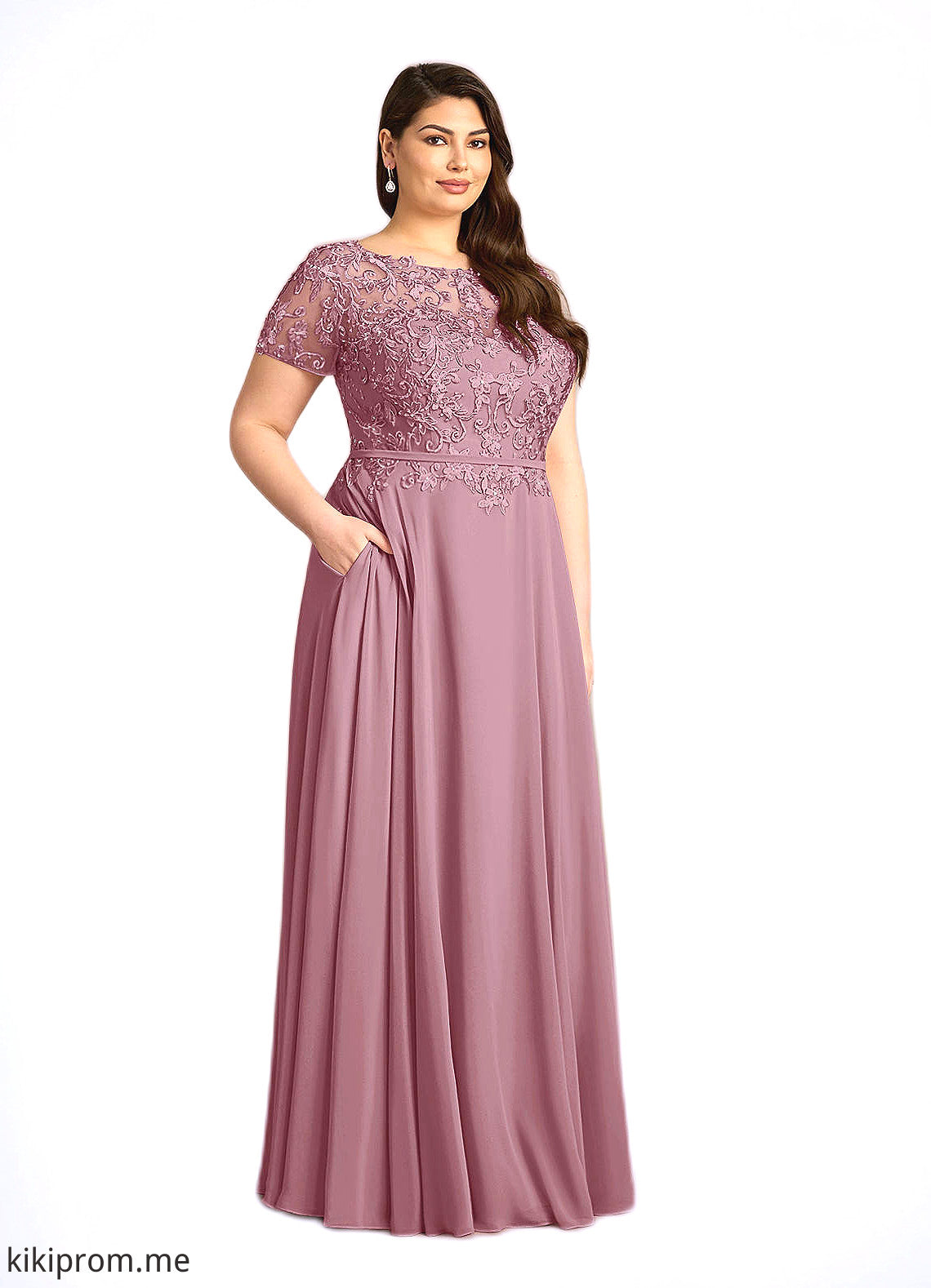 Novia A-Line Boatneck Sequins Chiffon Floor-Length Dress STFP0022619