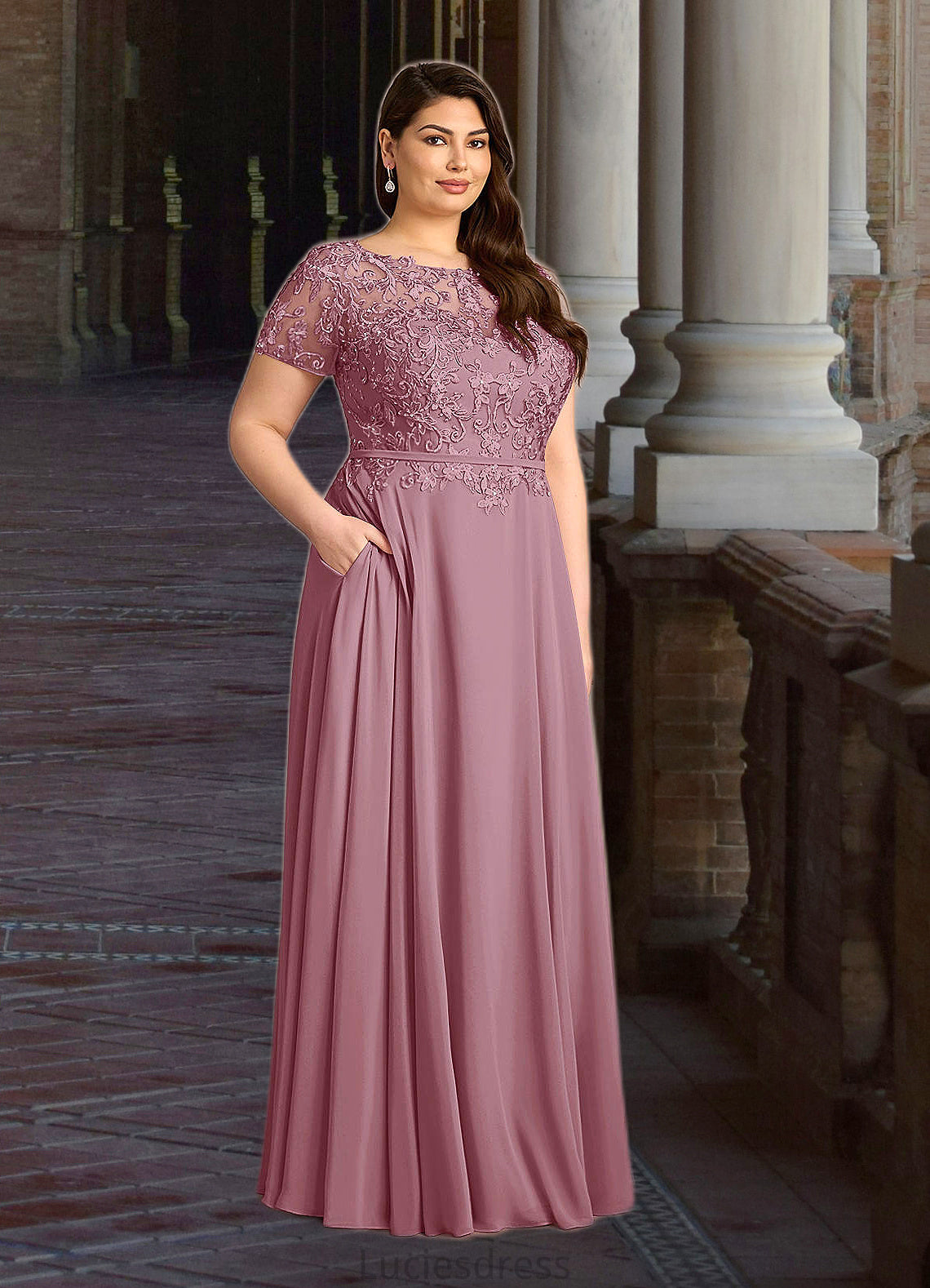 Marcie A-Line Boatneck Sequins Chiffon Floor-Length Dress HFP0022619