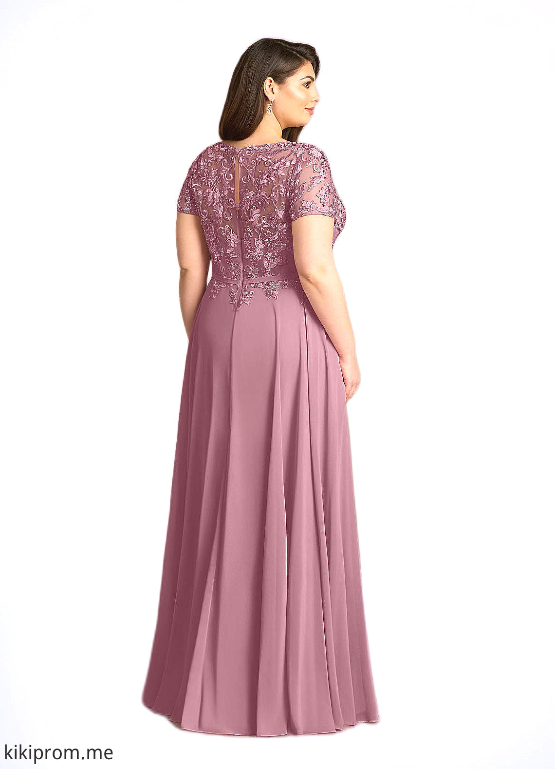 Novia A-Line Boatneck Sequins Chiffon Floor-Length Dress STFP0022619