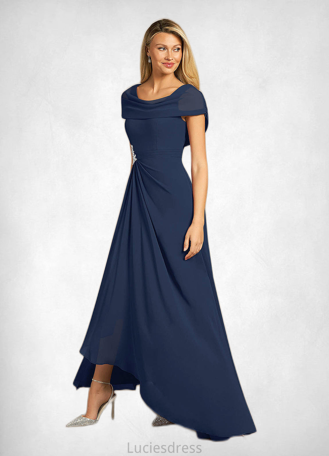 Justice A-Line Side Slit Chiffon Floor-Length Dress HFP0022622