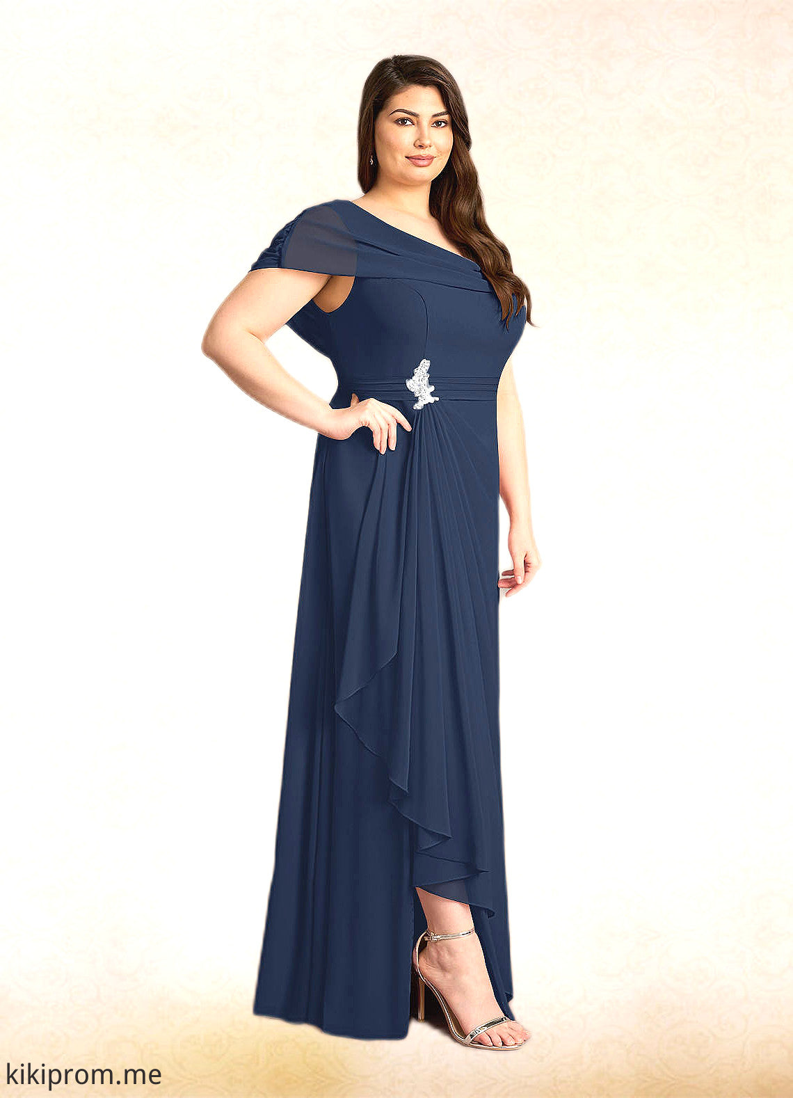 Dixie A-Line Side Slit Chiffon Floor-Length Dress STFP0022622