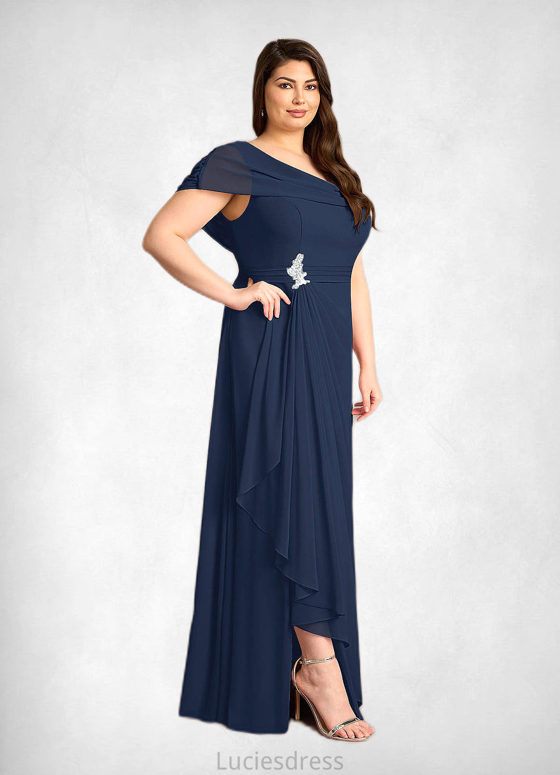 Justice A-Line Side Slit Chiffon Floor-Length Dress HFP0022622