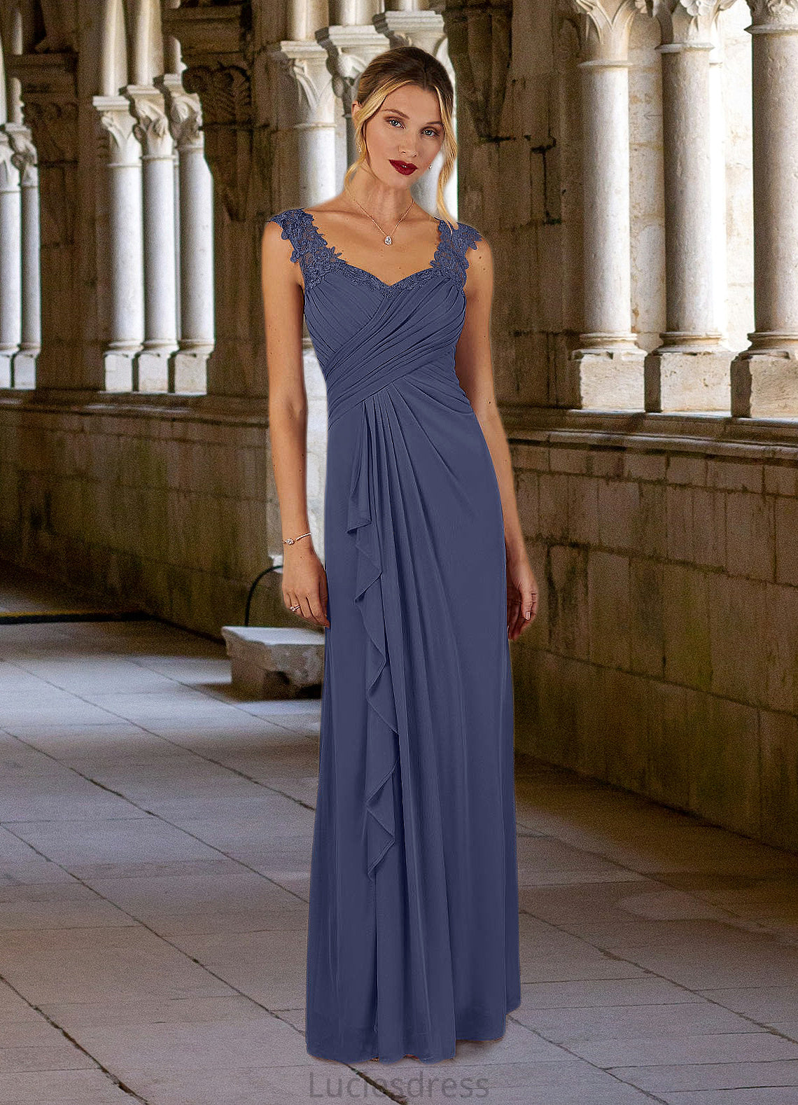 Crystal A-Line Sweetheart Neckline Pleated Mesh Floor-Length Dress HFP0022623