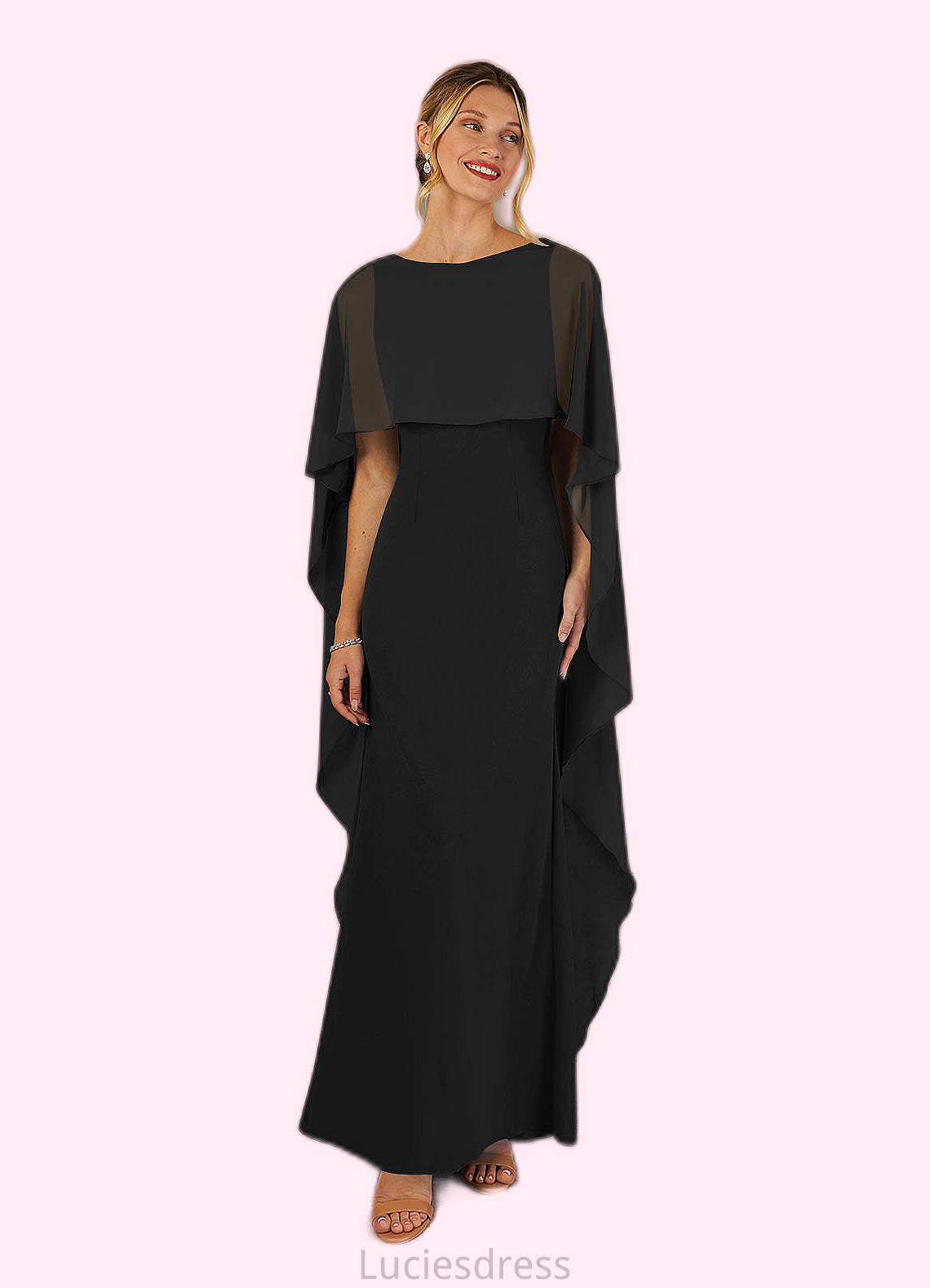 Laila Sheath Scoop Stretch Crepe Floor-Length Dress HFP0022624