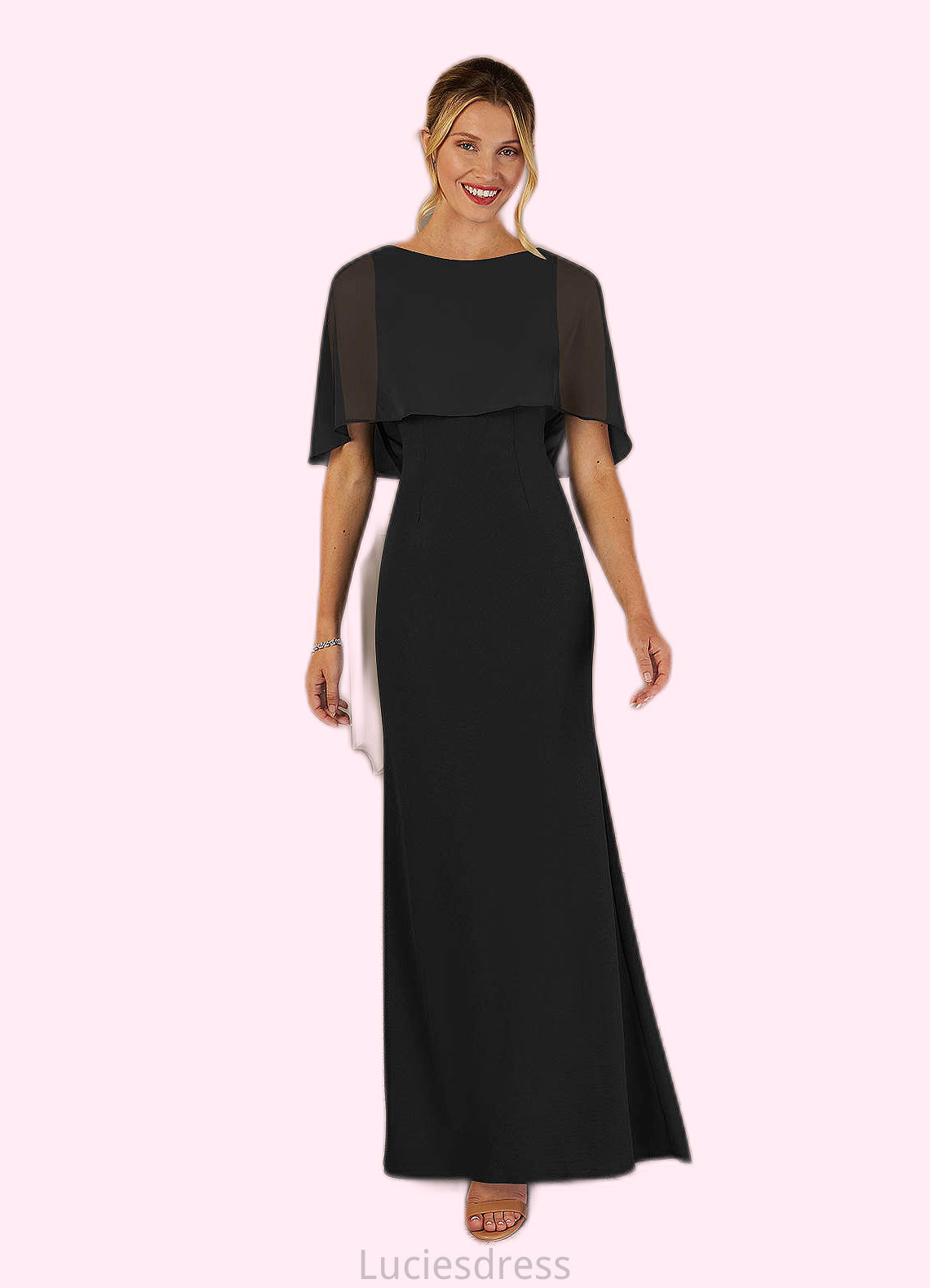 Laila Sheath Scoop Stretch Crepe Floor-Length Dress HFP0022624