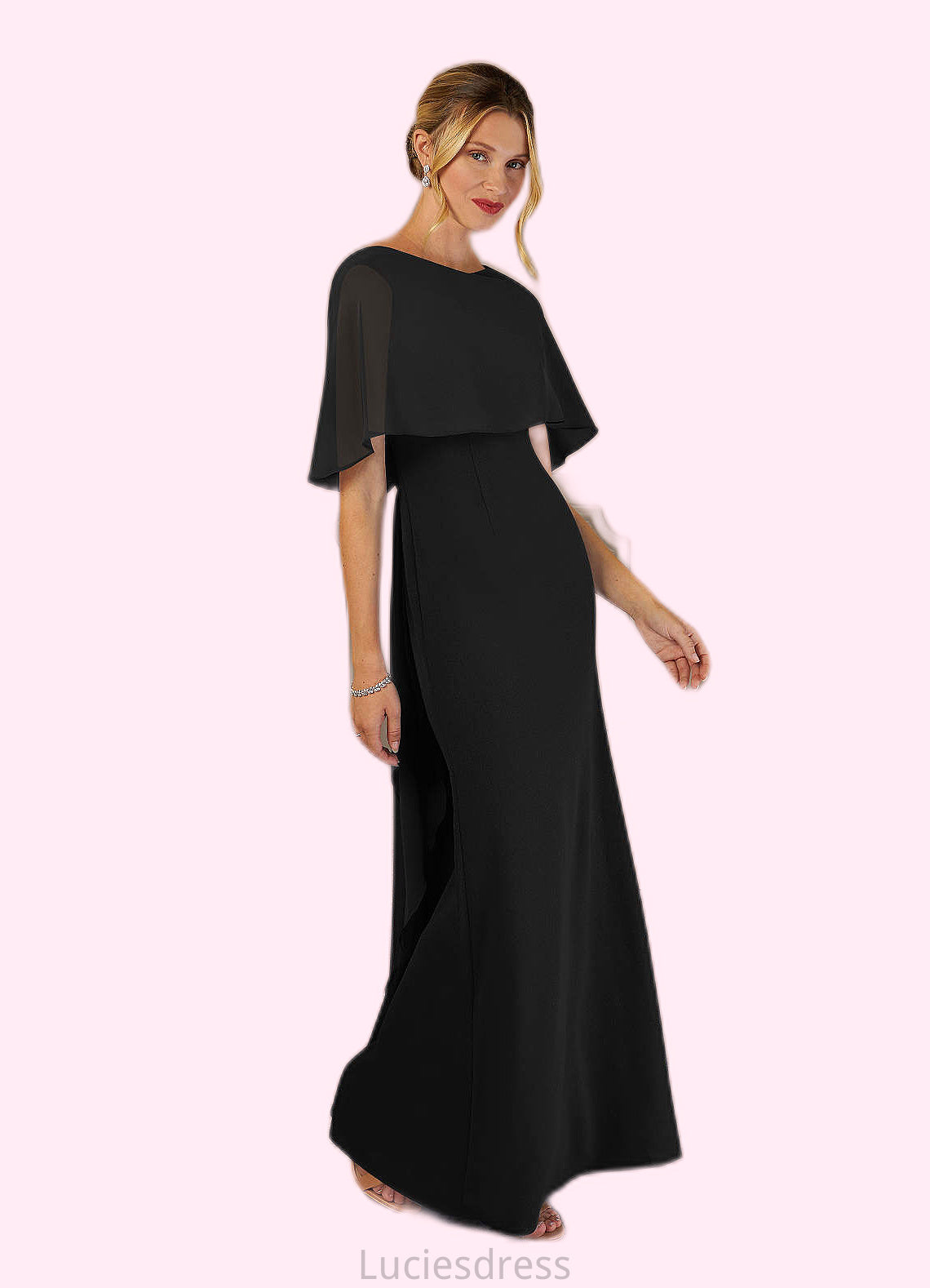 Laila Sheath Scoop Stretch Crepe Floor-Length Dress HFP0022624