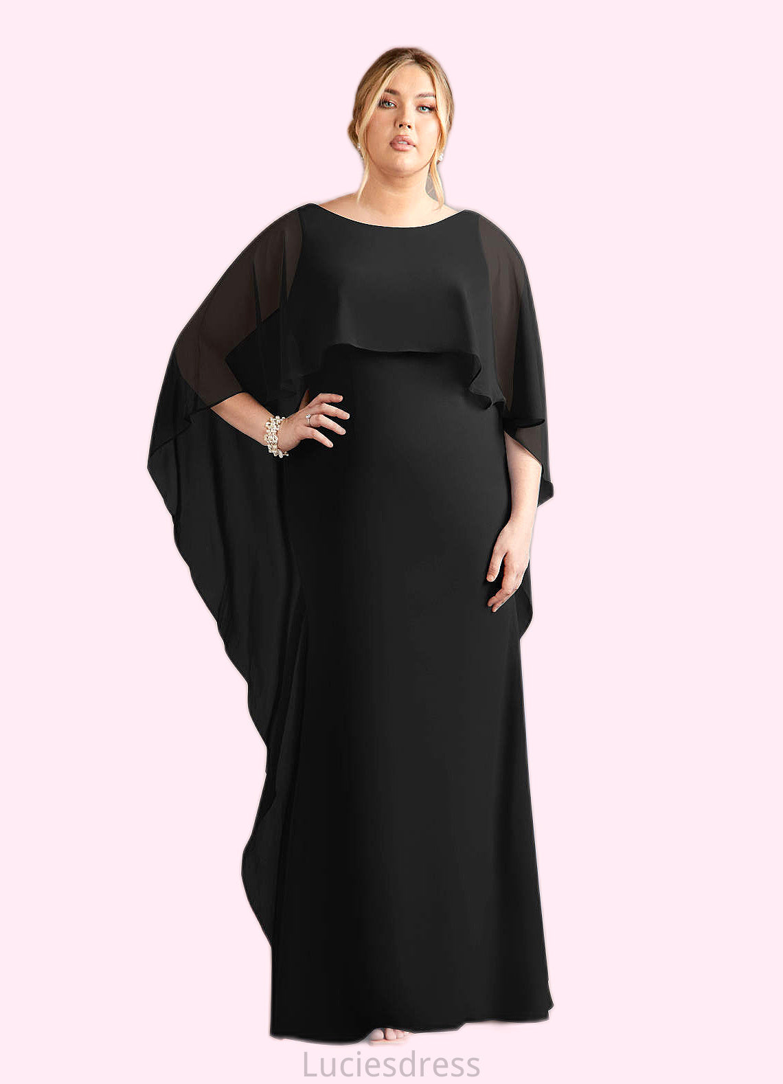 Laila Sheath Scoop Stretch Crepe Floor-Length Dress HFP0022624