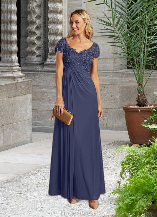 Alyson A-Line V-Neck Sequin Lace Lace Floor-Length Dress HFP0022627