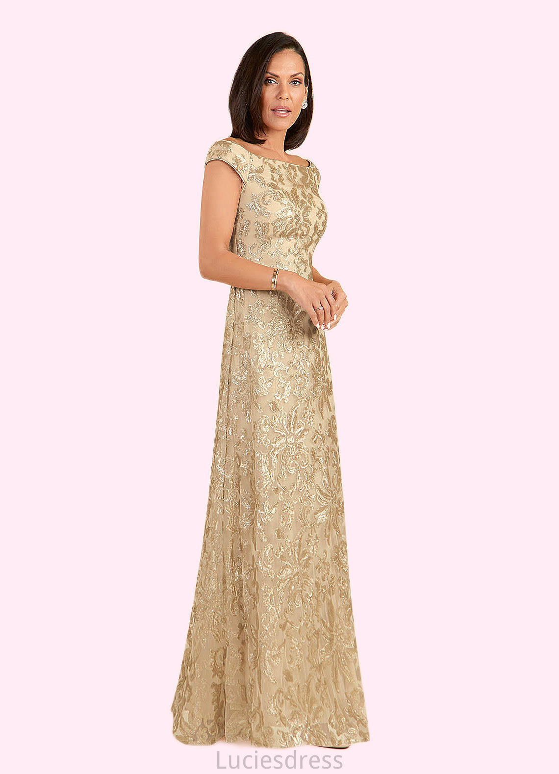 Carmen A-Line Off the Shoulder Lace Floor-Length Dress HFP0022628