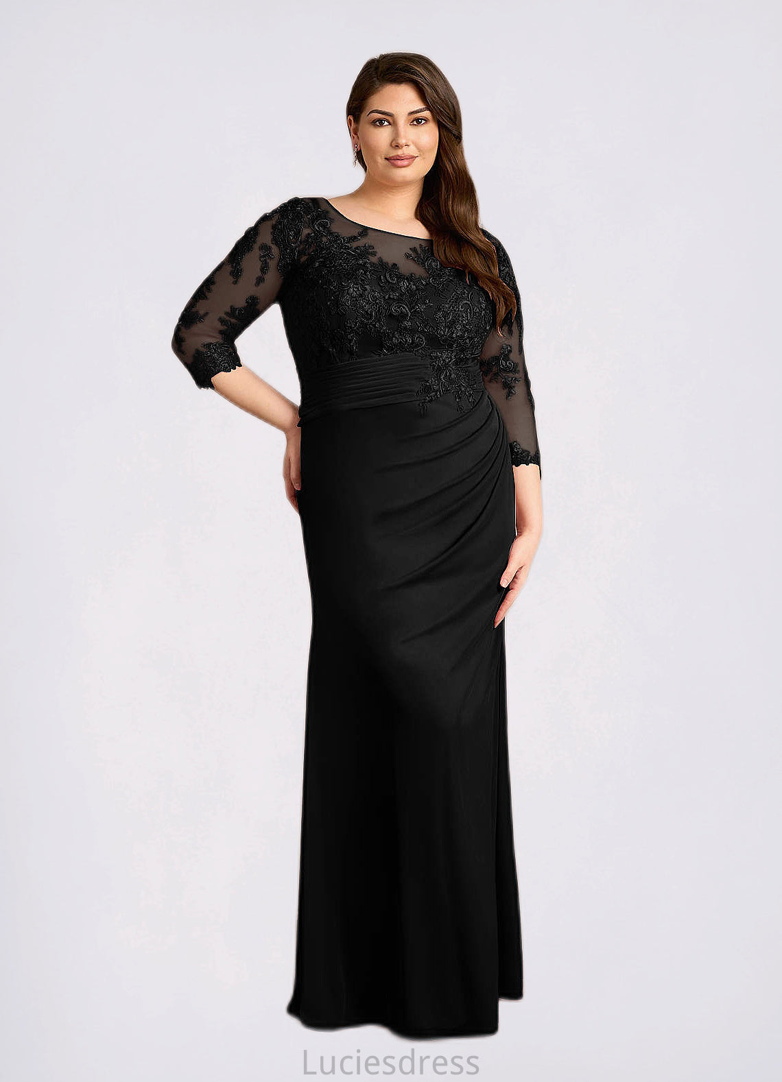 Mila Mermaid Scoop Lace Lace Floor-Length Dress HFP0022631