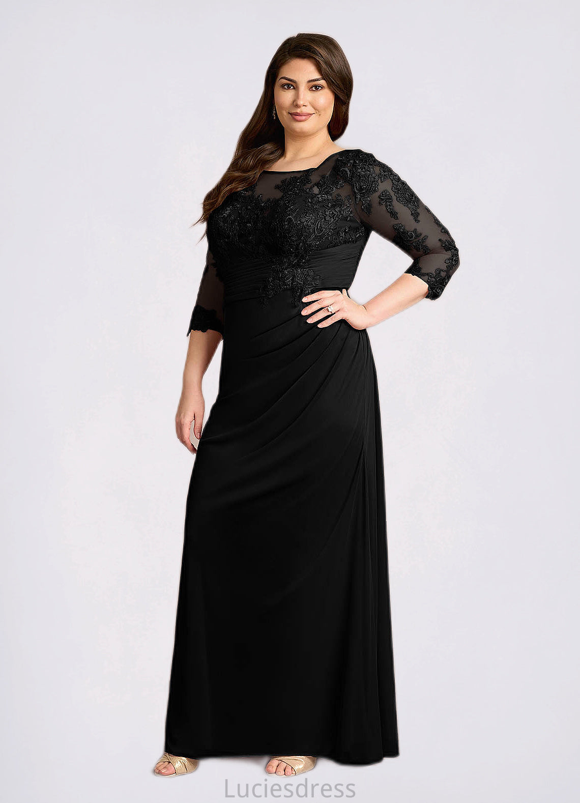 Litzy Mermaid Scoop Lace Lace Floor-Length Dress HFP0022631