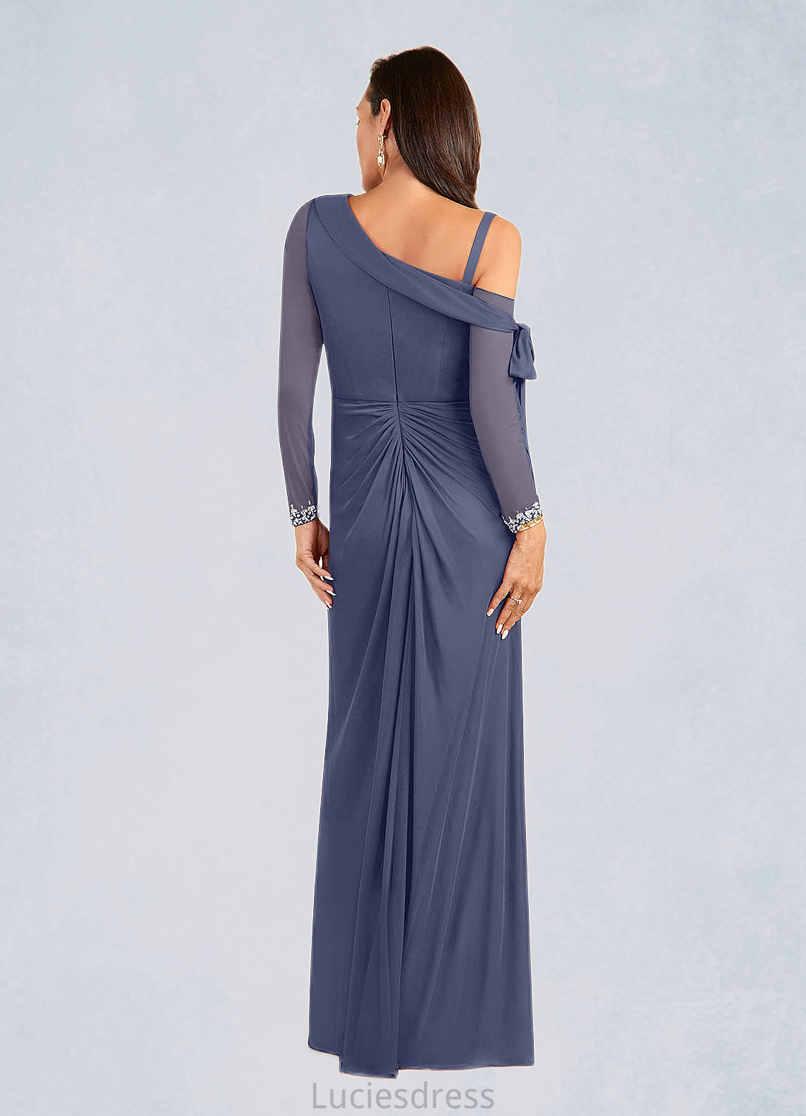 Precious Sheath One Shoulder Mesh Floor-Length Dress HFP0022634