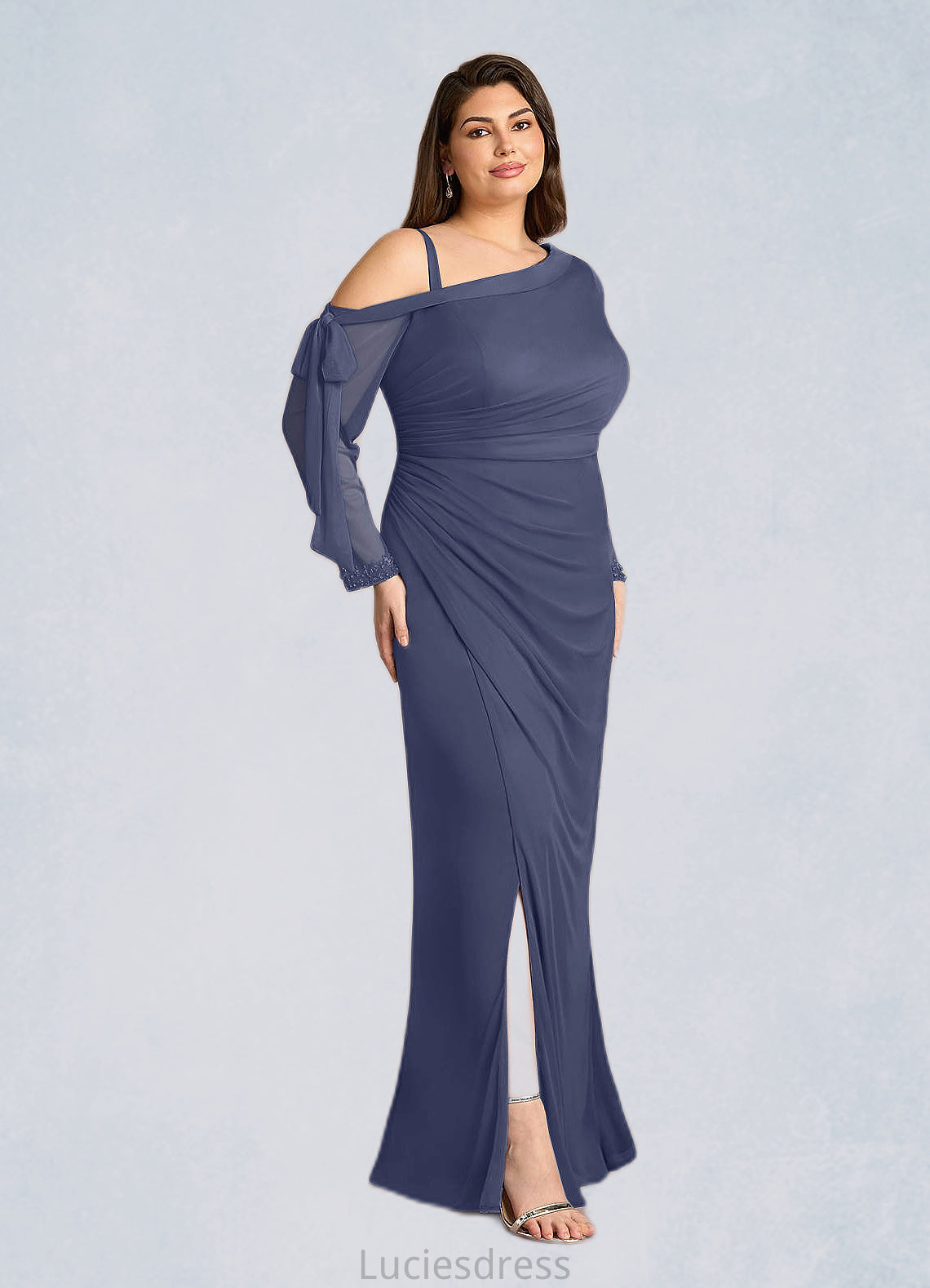 Precious Sheath One Shoulder Mesh Floor-Length Dress HFP0022634