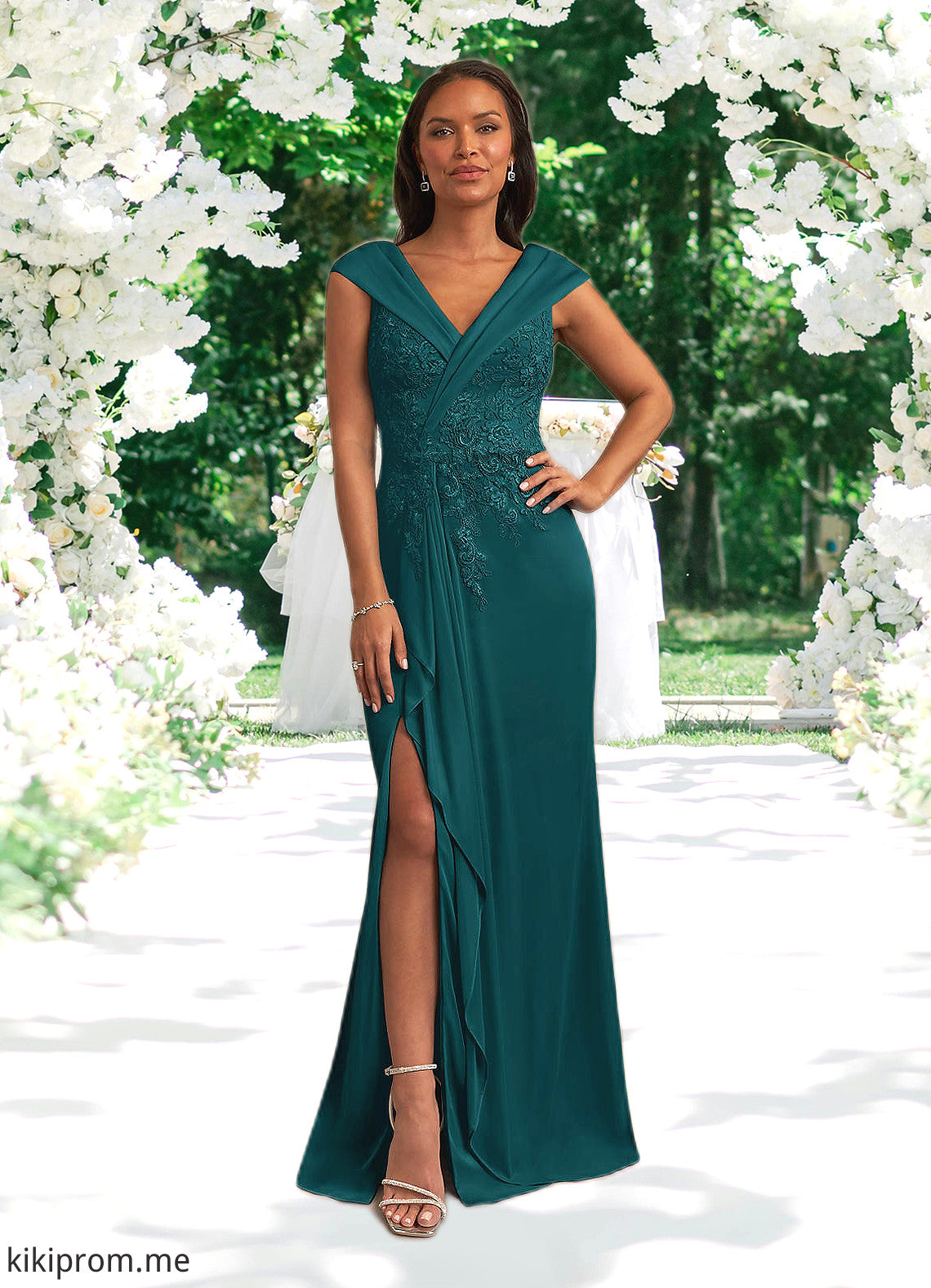 Mariyah A-Line Lace Floor-Length Dress STFP0022635