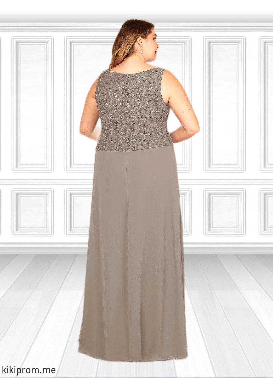 Erica Sheath Square Neckline Sequins Chiffon Floor-Length Dress STFP0022638