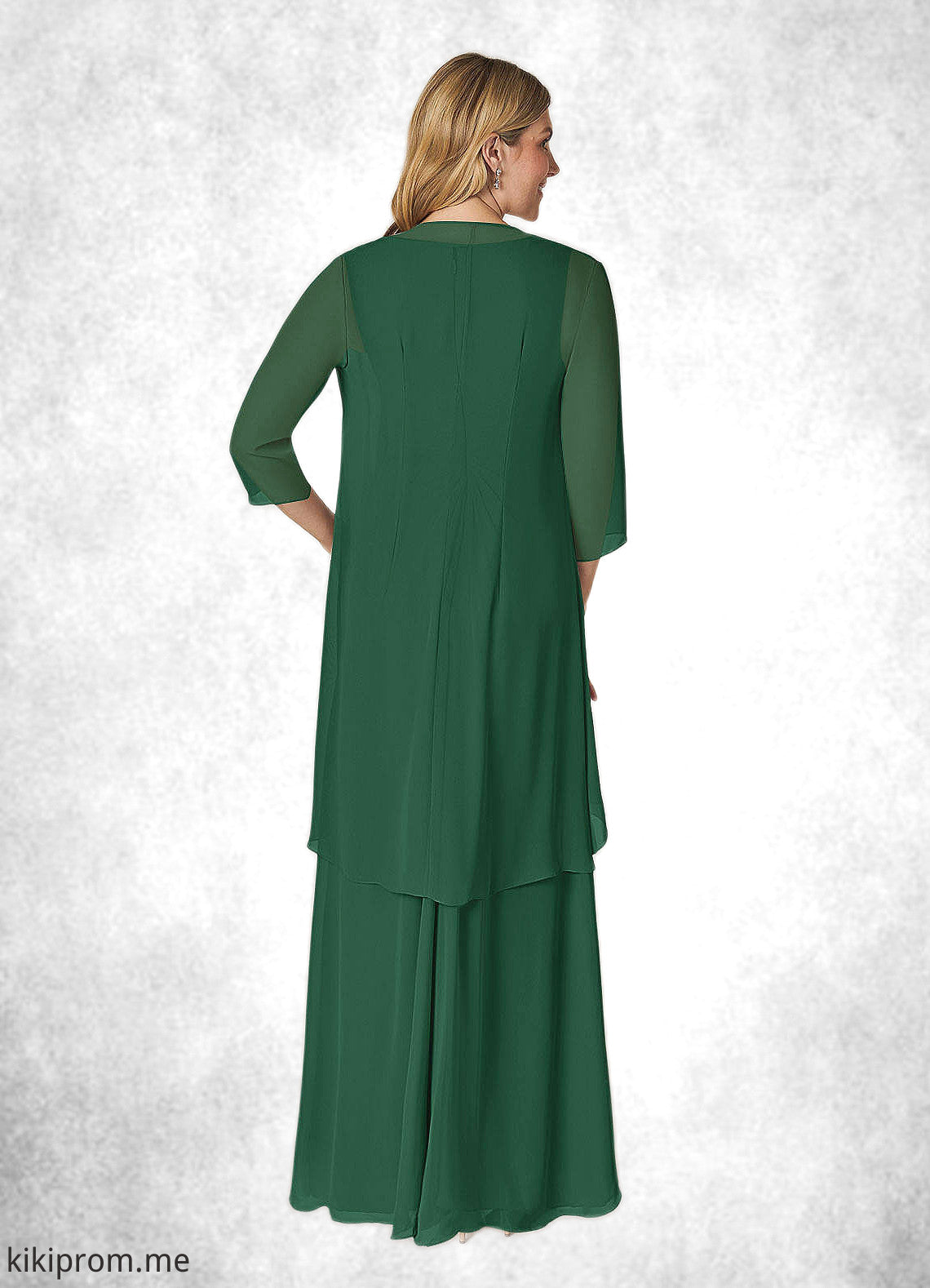 Kit A-Line V-Neck Pleated Chiffon Floor-Length Dress STFP0022639