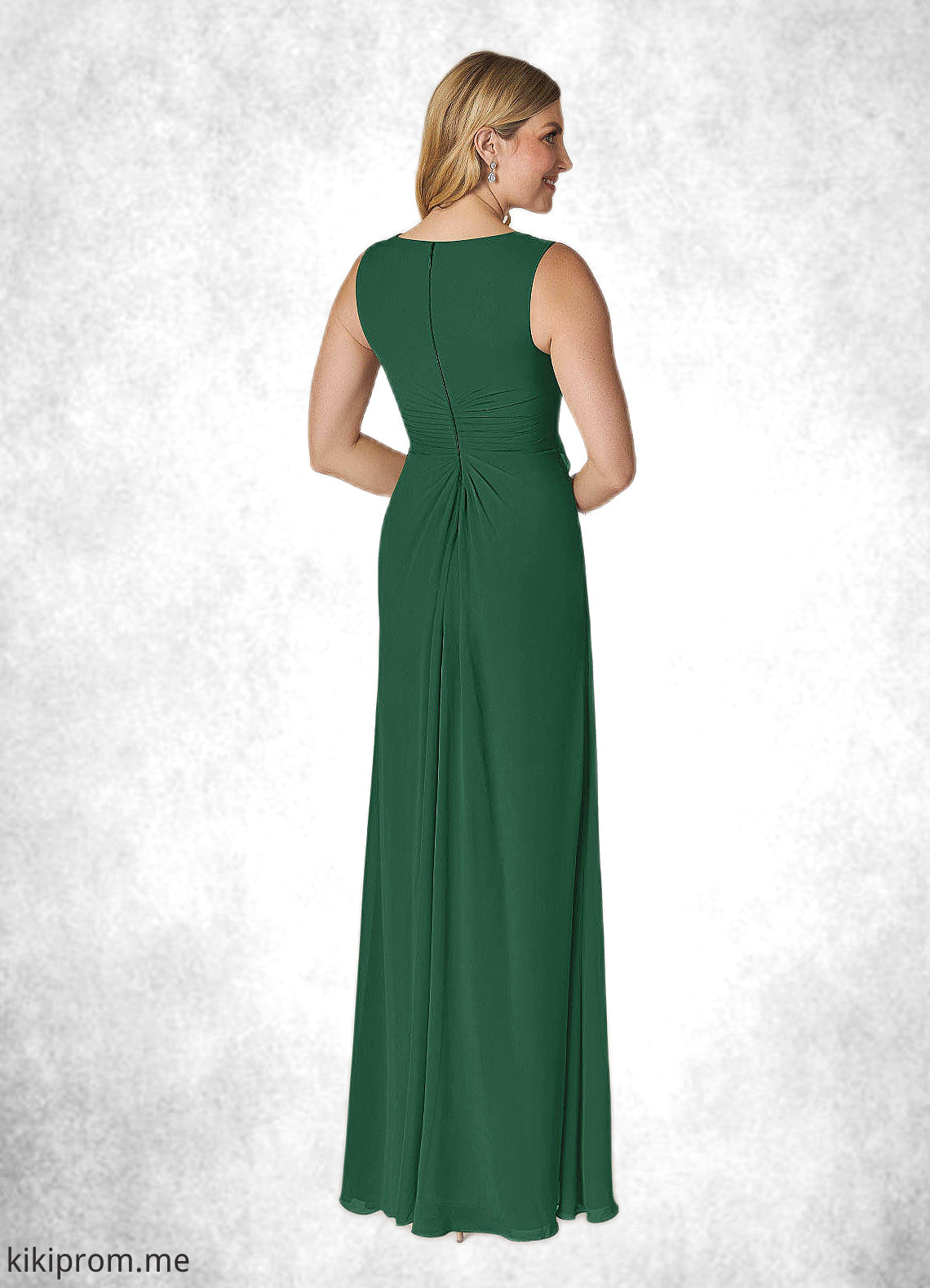 Kit A-Line V-Neck Pleated Chiffon Floor-Length Dress STFP0022639