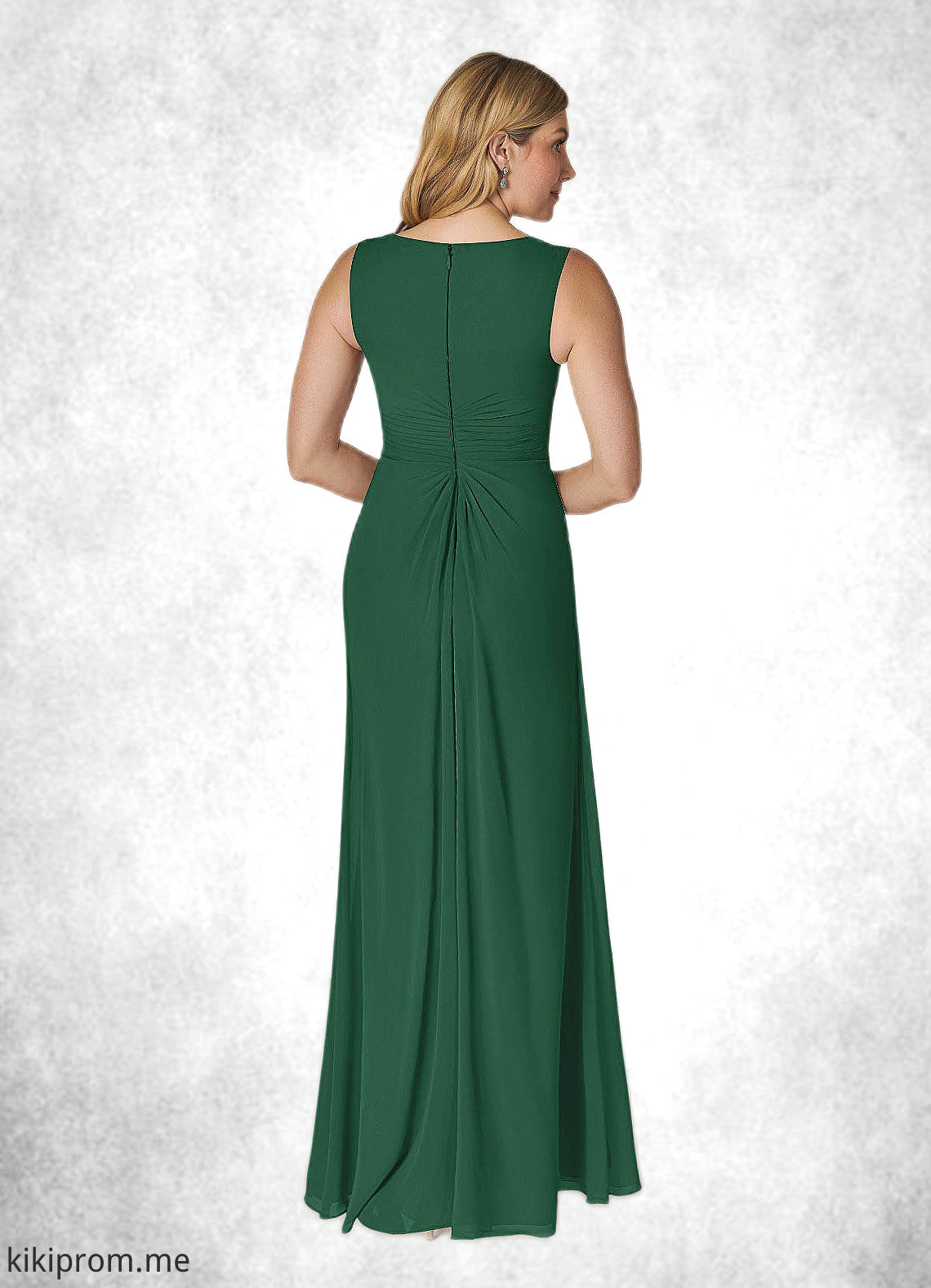 Kit A-Line V-Neck Pleated Chiffon Floor-Length Dress STFP0022639