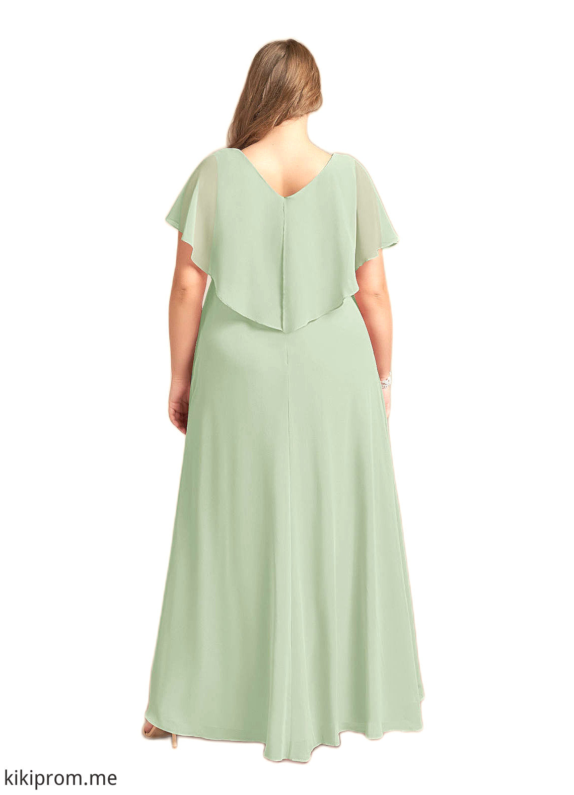 Audrey A-Line V-Neck Pleated Chiffon Asymmetrical Dress STFP0022640