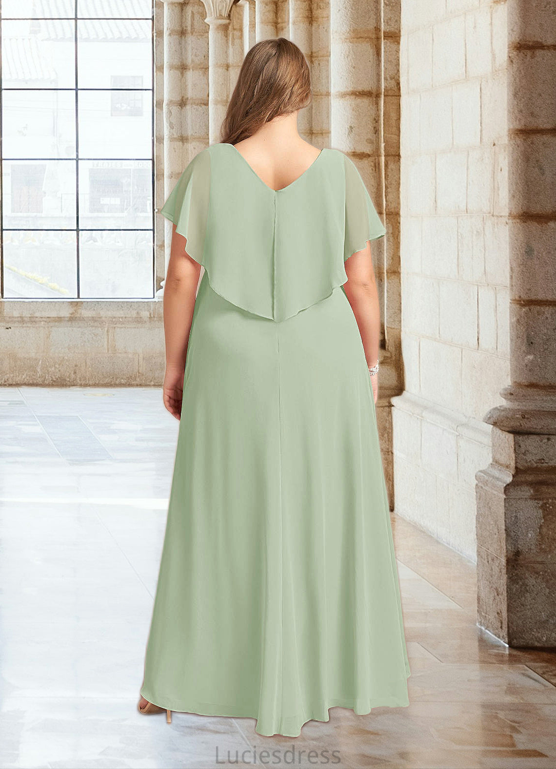 Ainsley A-Line V-Neck Pleated Chiffon Asymmetrical Dress HFP0022640