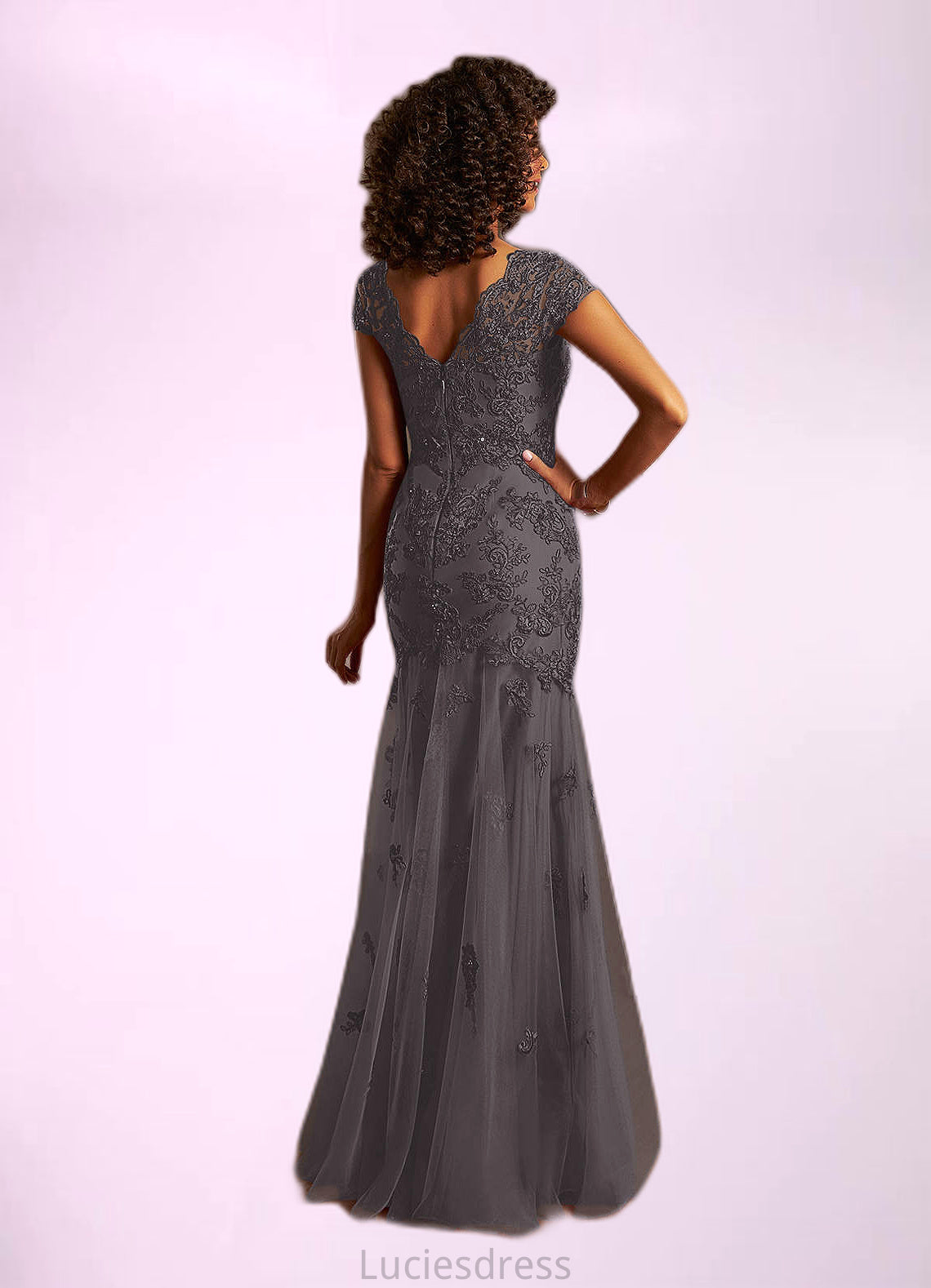 Lesly Mermaid Queen Anne Sequins Lace Floor-Length Dress HFP0022641