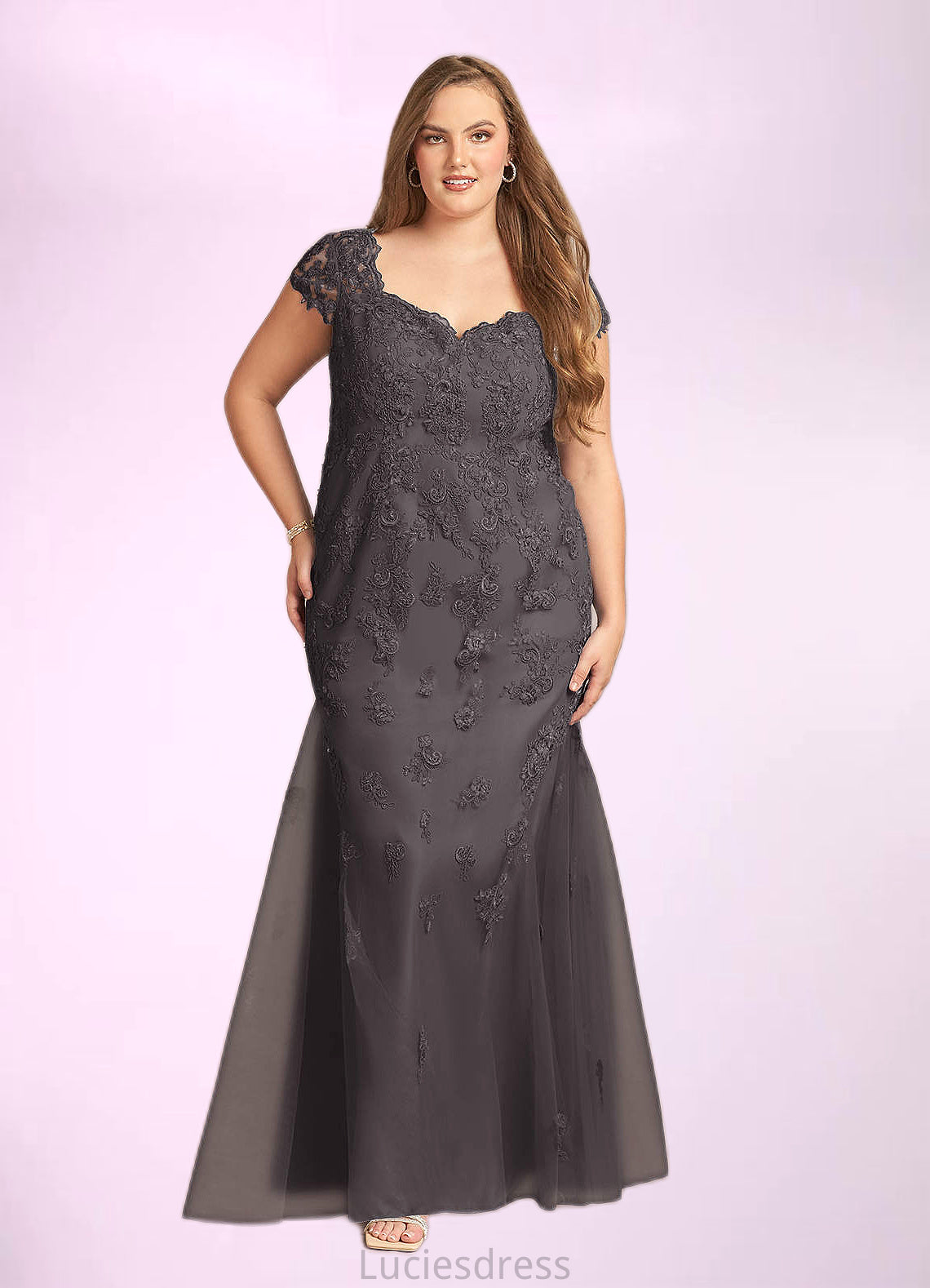 Lesly Mermaid Queen Anne Sequins Lace Floor-Length Dress HFP0022641