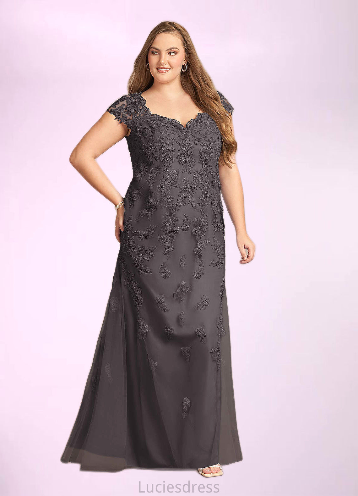 Lesly Mermaid Queen Anne Sequins Lace Floor-Length Dress HFP0022641