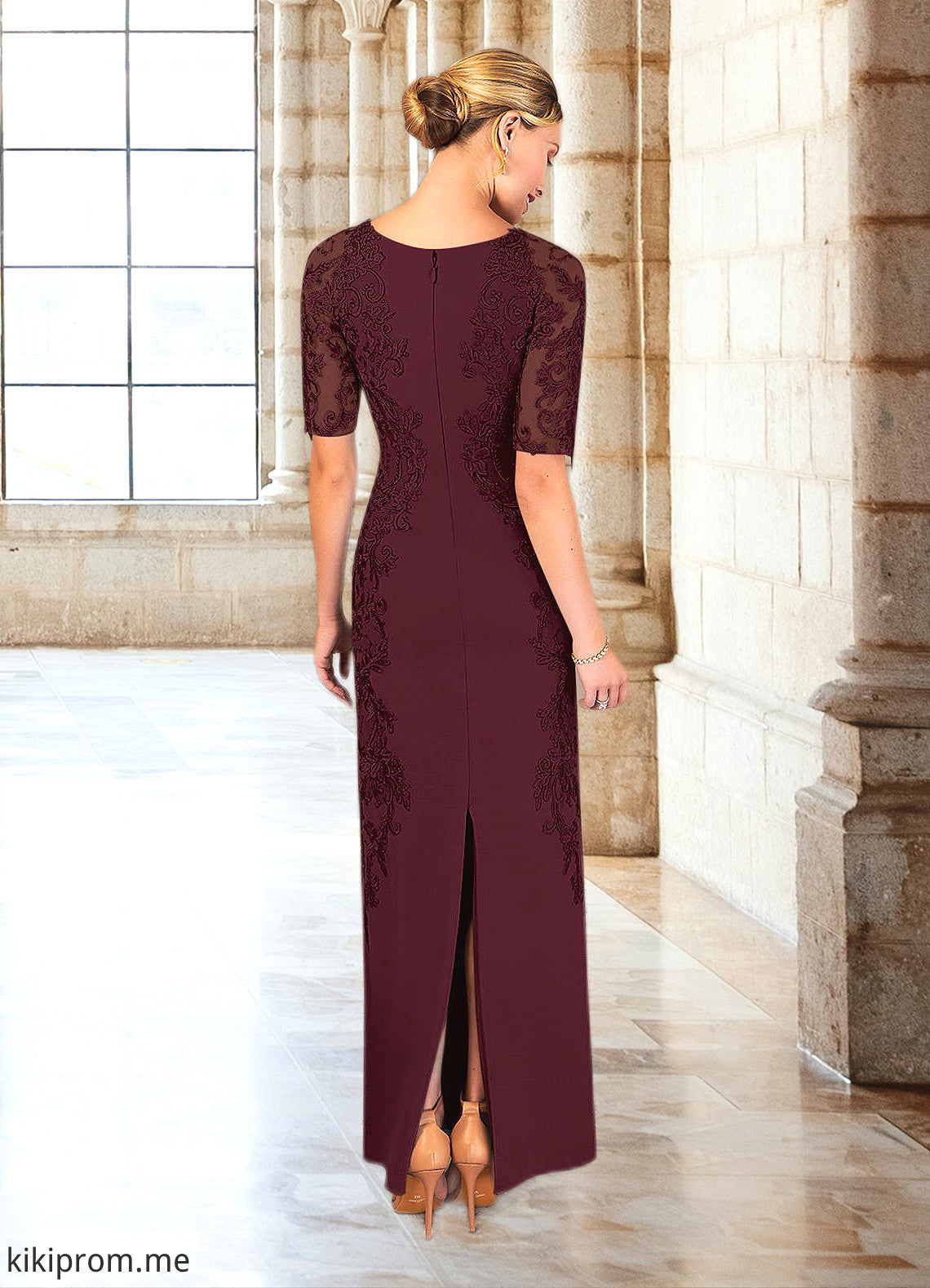 Uerica Sheath Lace Stretch Crepe Floor-Length Dress STFP0022650