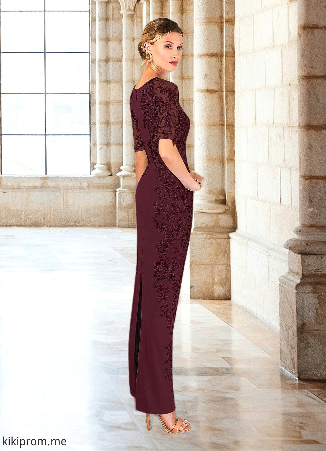 Uerica Sheath Lace Stretch Crepe Floor-Length Dress STFP0022650