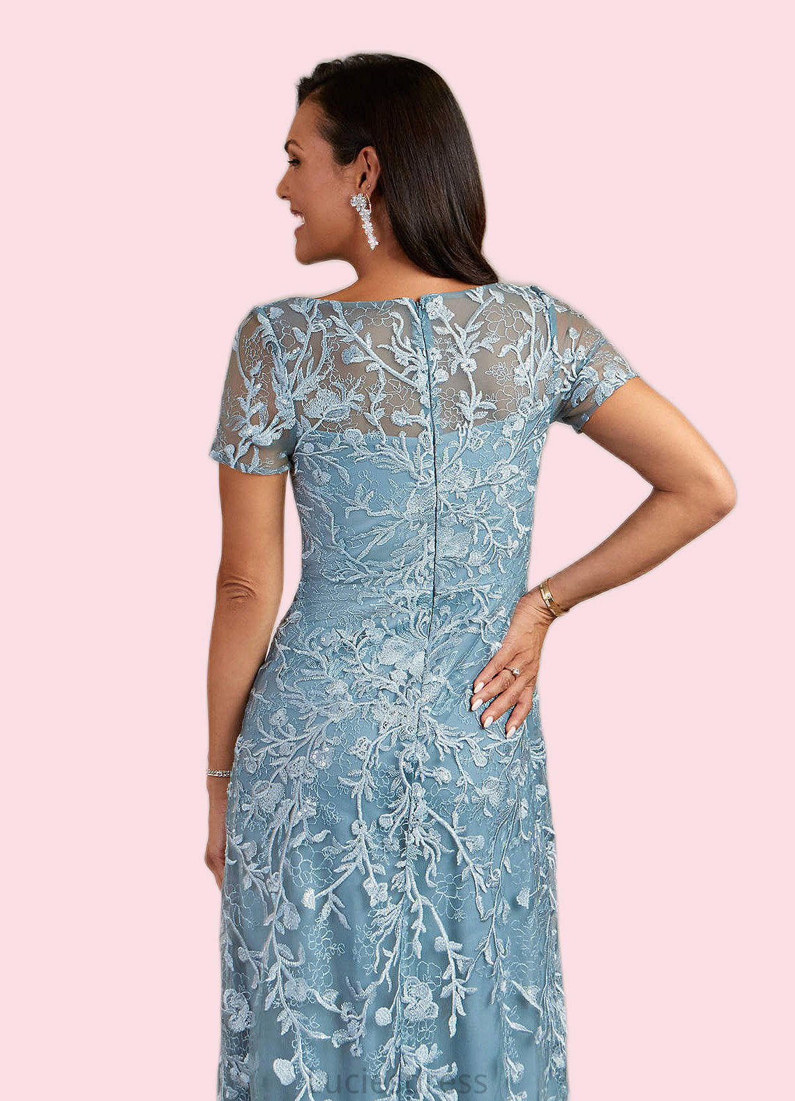 Sharon A-Line Boatneck Lace Floor-Length Dress HFP0022651