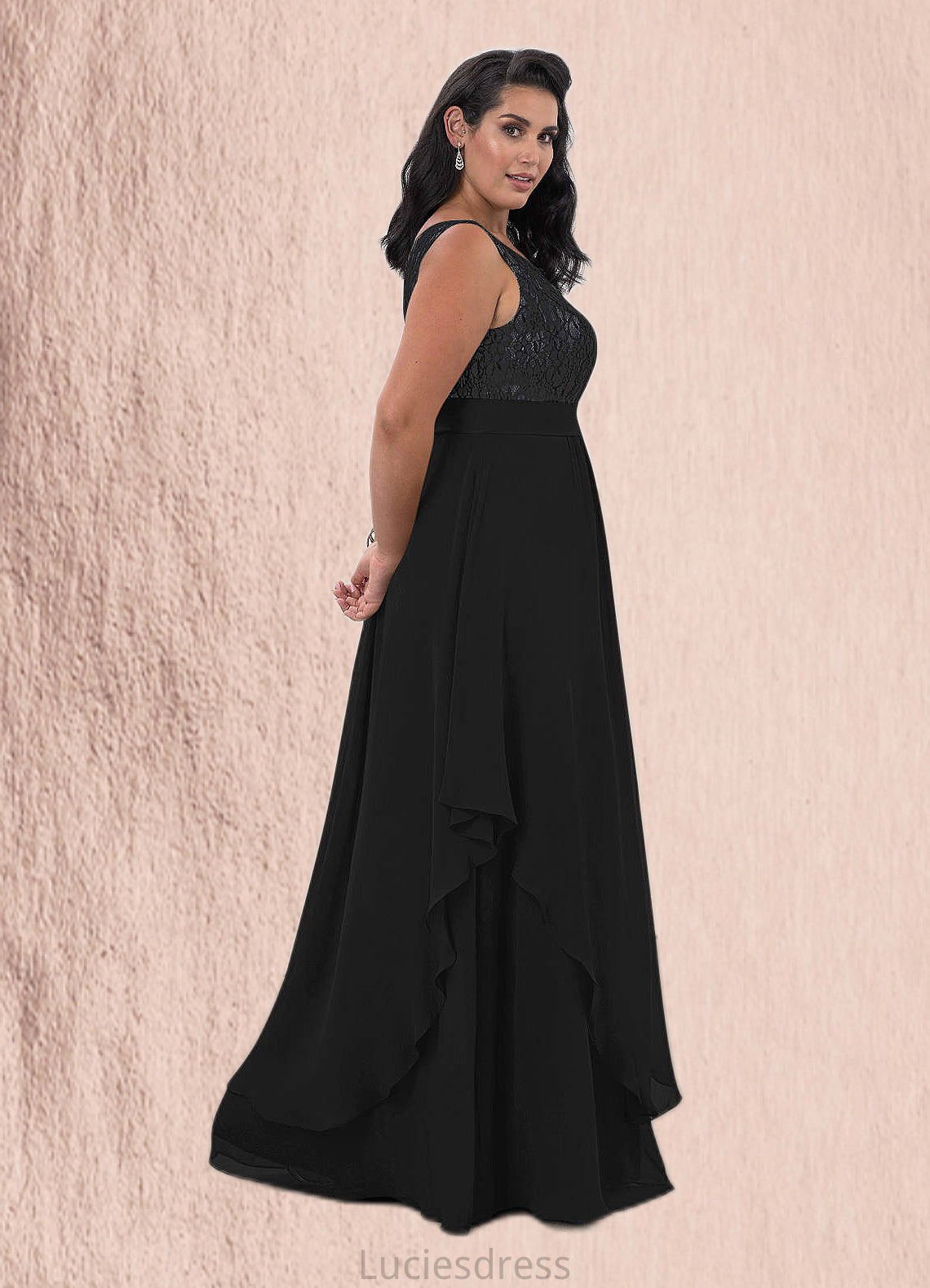 Gertrude A-Line Lace Chiffon Floor-Length Dress HFP0022652