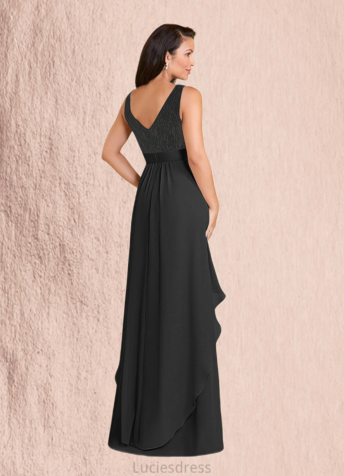 Gertrude A-Line Lace Chiffon Floor-Length Dress HFP0022652