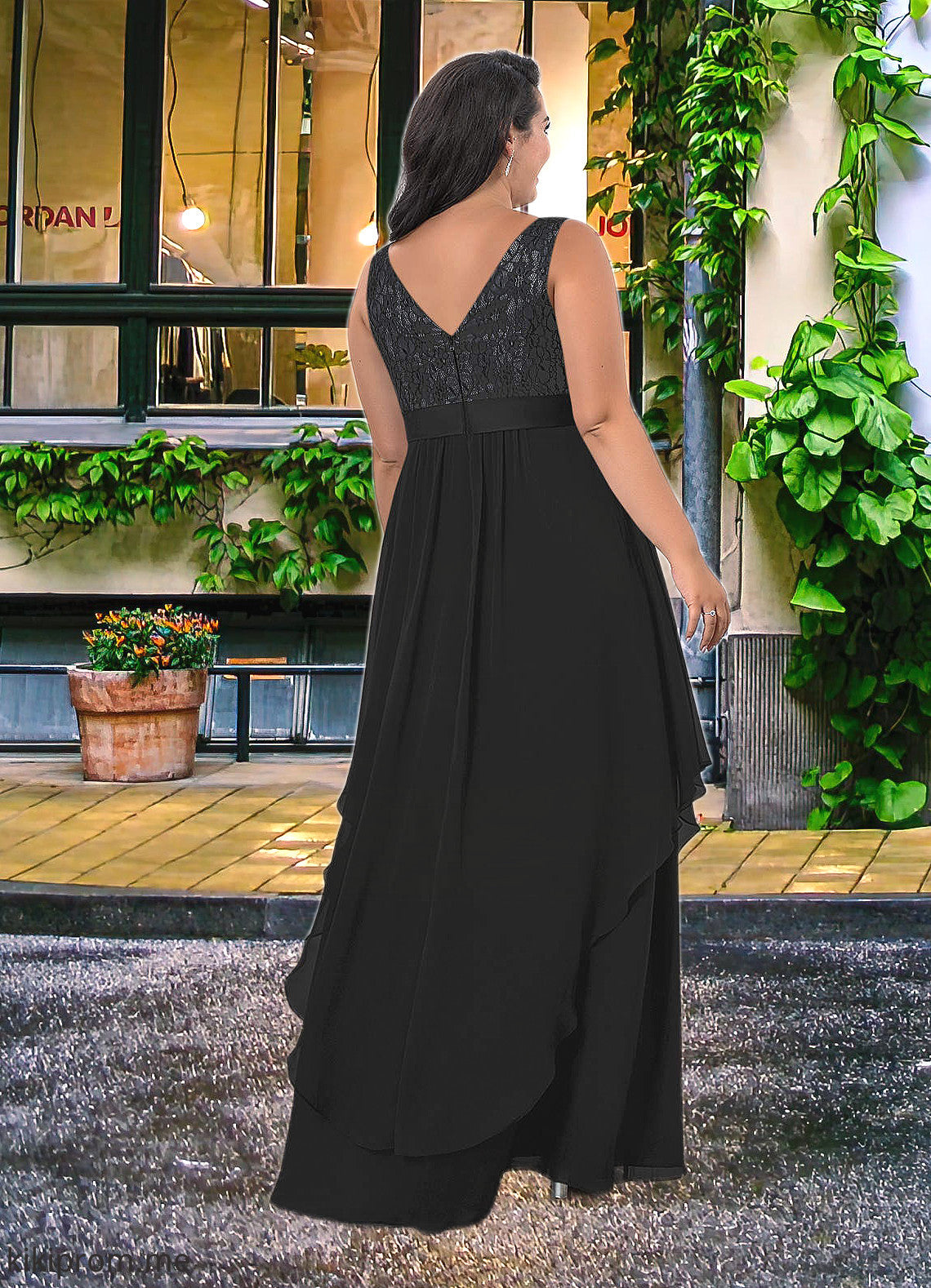 Hortensia A-Line Lace Chiffon Floor-Length Dress STFP0022652