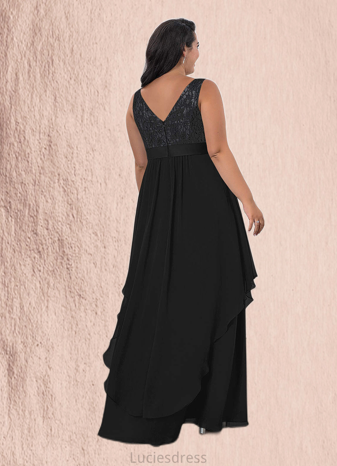 Gertrude A-Line Lace Chiffon Floor-Length Dress HFP0022652