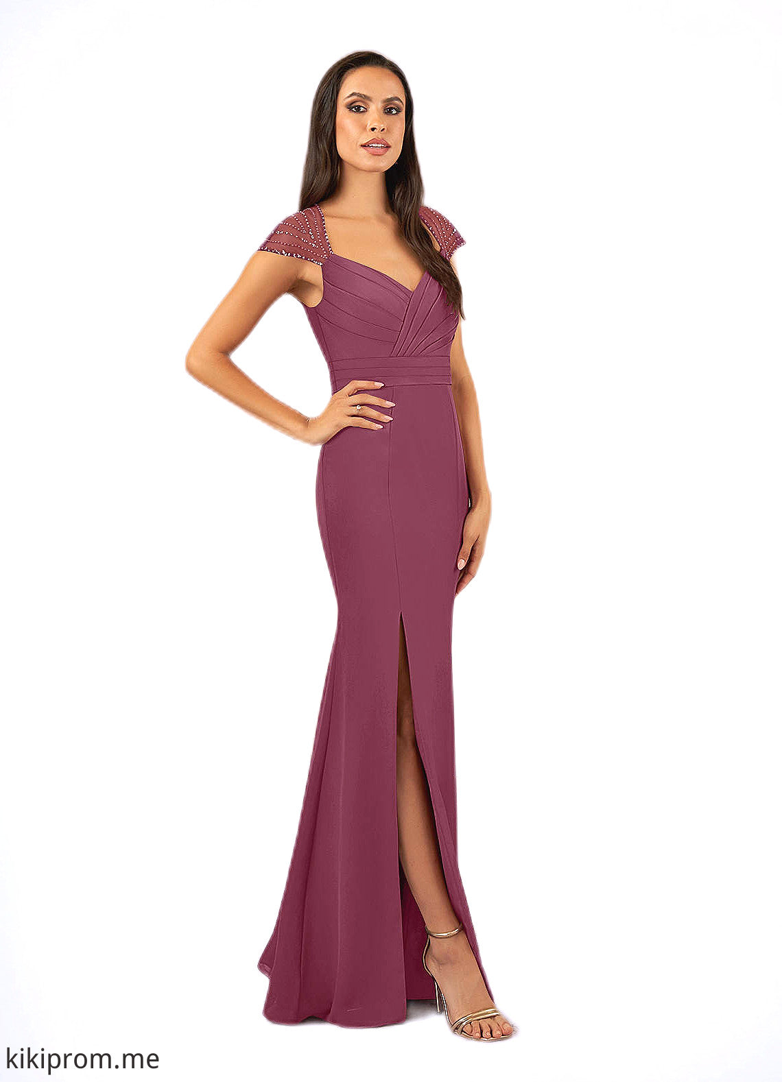 Kinsley Mermaid Sequins Chiffon Floor-Length Dress STFP0022655