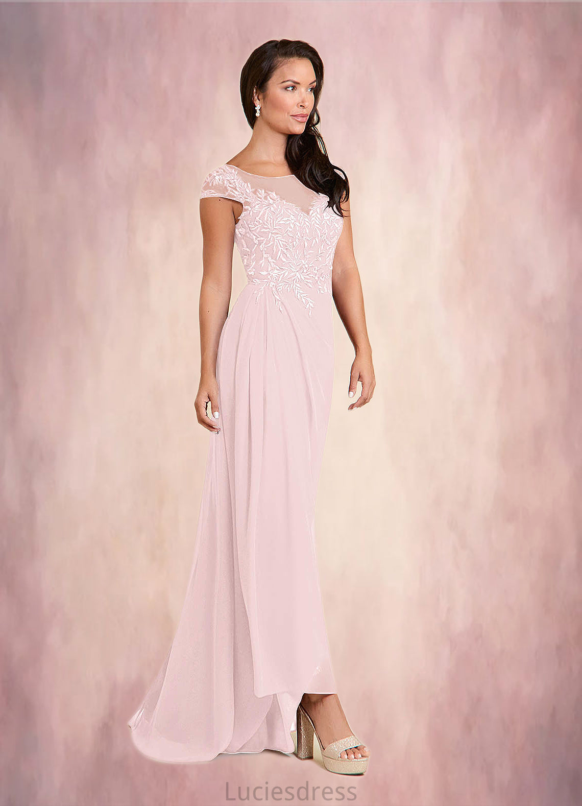 Geraldine A-Line Lace Chiffon Asymmetrical Dress HFP0022669